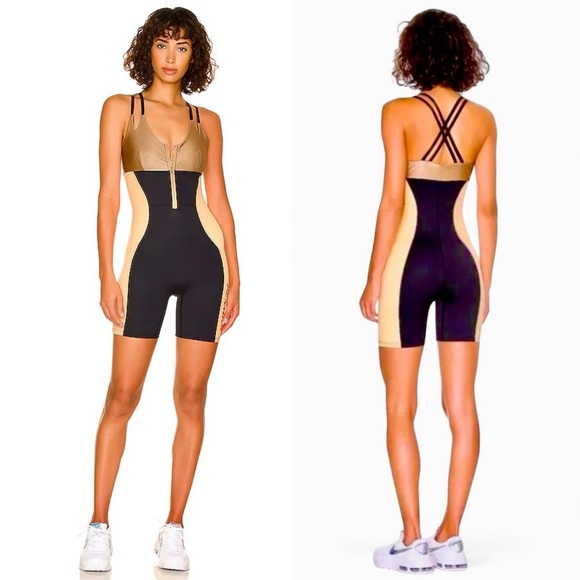 PE Nation Downswing Bodysuit Romper Small Hourglass Design, Black Gold One-Piece - Picture 12 of 12